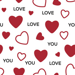 Pattern Hearts Love You black - without background 