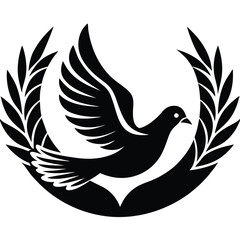 Obraz premium Peaceful Dove with Olive Twig Logo Vector Illustration