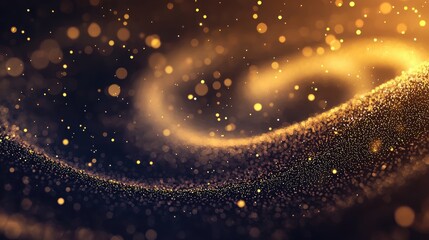 Particle Effect in Motion A swirling vortex of glowing particles spiraling inwards, creating a sense of dynamic energy and cosmic motion against a dark background.