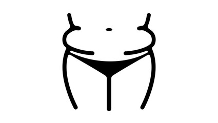 obesity woman , black isolated silhouette