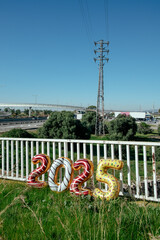 2025 number-shaped baloons outdoors
