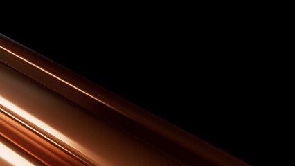 Abstract background with metallic bronze lines on a black background, minimalist design for banners, presentations, advertising, and decoration. Smooth texture, stylish and modern visual effect