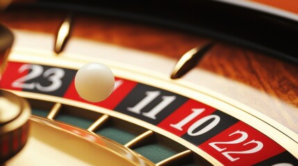 Obraz premium casino Roulette Wheel Close up of the roulette ball landing on a specific number, determining the outcome and creating a moment of excitement.