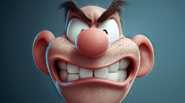 A cartoon face with crossed eyes, goofy grin, and puffed cheeks, looking silly 