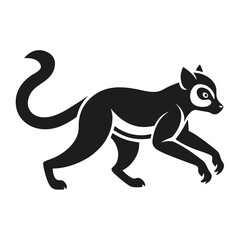Lemur Silhouette Logo Vector Illustration in Running Style