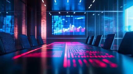 Modern conference room with digital displays and sleek design for collaborative meetings.