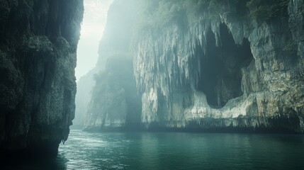 Serene Beauty of Limestone Cliffs in a Hidden Thai Island Paradise