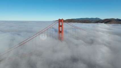 Foggy Landscape At San Francisco In California United States. Highrise Building Architecture....