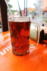Close up photo of warm tea on the table 