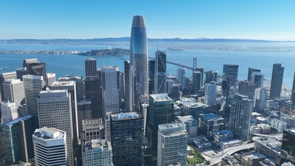 Obraz premium Downtown City At San Francisco In California United States. Highrise Building Architecture. Tourism Travel. Downtown City At San Francisco In California United States. 
