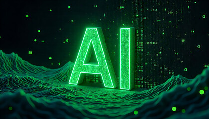 Artificial intelligence with letter AI in Abstract Technology Circle Wave Moving Analysis vector design concept. AI technology for advance technology, robotic, web, new technology, ui, business.