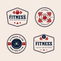 fitness logo badge design template with the text editable for clothing, sport and apparel and other uses