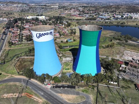 Soweto Towers At Johannesburg In Gauteng South Africa. Orlando Towers. Tourism Landmark. Johannesburg At Gauteng South Africa. High Rise Towers Landscape. Travel Attraction.