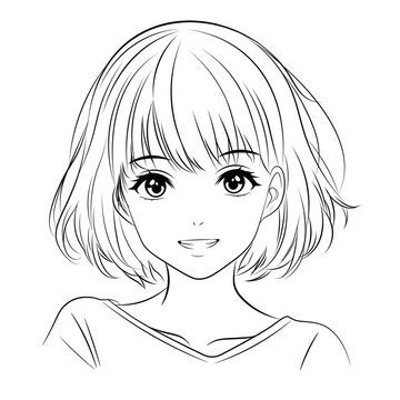 Charming Anime Vector Line Art Portrait