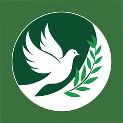 Peaceful Dove with Olive Branch Vector Illustration