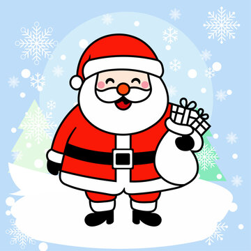 Cute Cartoon Santa Claus Illustration for Christmas