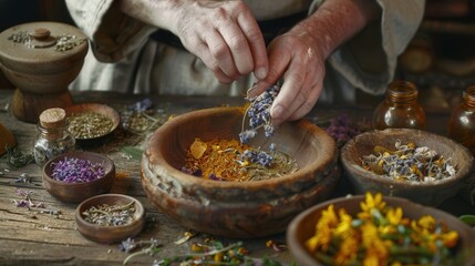 Herbalist Mixing A Healing Salve