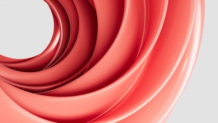 Abstract 3D background with red wavy lines in a minimalist style, smooth texture, modern design for banners, presentations, backgrounds, and advertising. Geometric shapes on a light background.