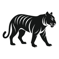 Simple Design of Silhouette of Tiger Walking Vector Illustration