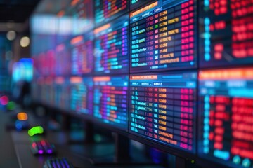 Obraz premium E-sports events stream live globally. Financial data on digital screens