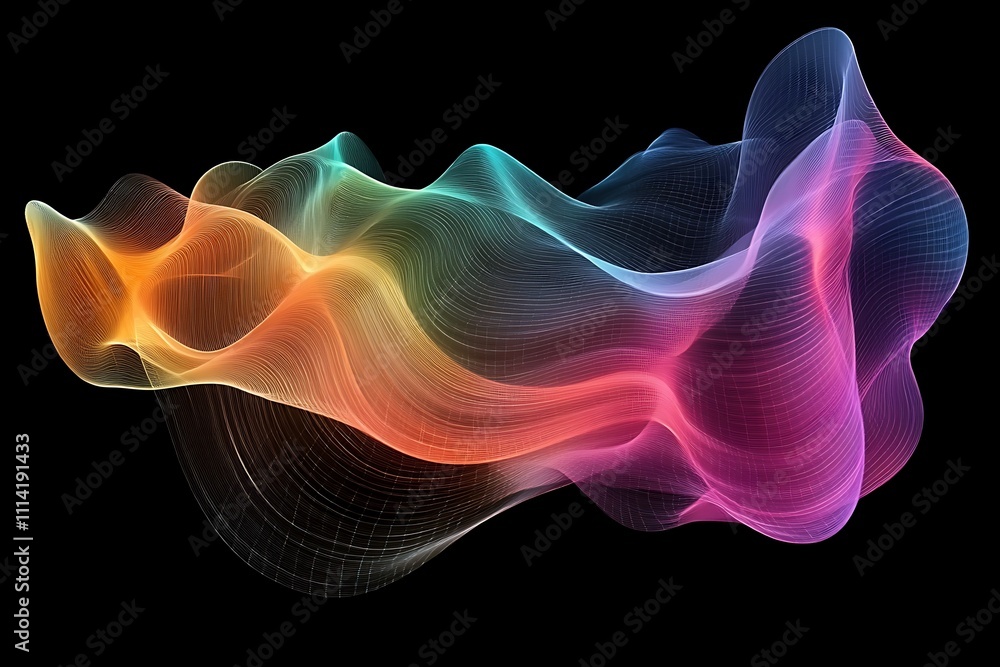 Aufkleber abstract colorful wave form, vibrant energy flow, dynamic design element.