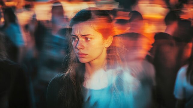 Emotional Woman Portrait Depicting Fragmented Perception