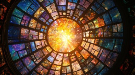 Stained Glass With Celestial Designs Background