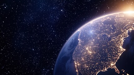 Obraz premium globe Global Business and Economy Earth with glowing lines representing global supply chains, data streams flowing between production centers and markets, visualizing international trade and