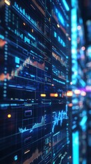Obraz premium Dynamic trading environment featuring stock market data visualizations and analysis tools