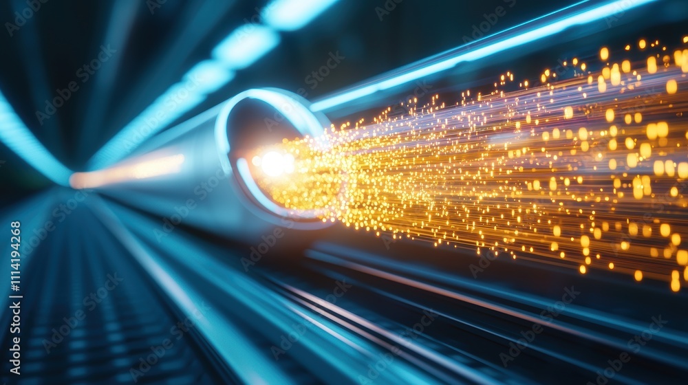 Poster train technology and innovation digital interface displaying data related to the hyperloop performan