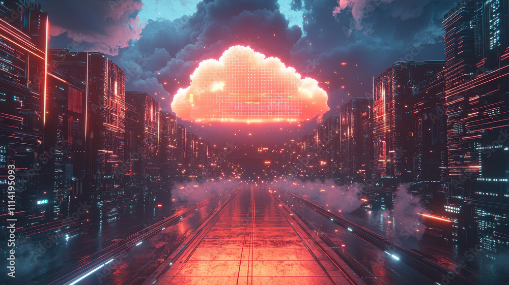 Aufkleber cybersecurity data protection concept. futuristic cloud storage concept with glowing data vault and 