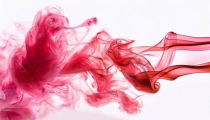 Fototapeta premium red pink smoke floating in air isolated on white background