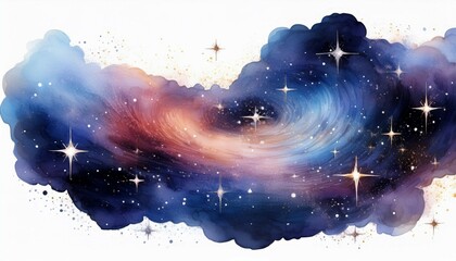 watercolor galaxy with stars stock photo high resolution transparent background png isolated on white background