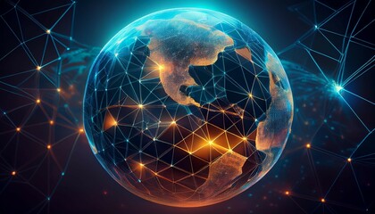 futuristic polygonal global network