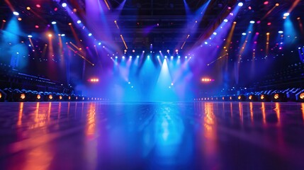E-sports events stream live globally. Vibrant stage lights in a performance venue