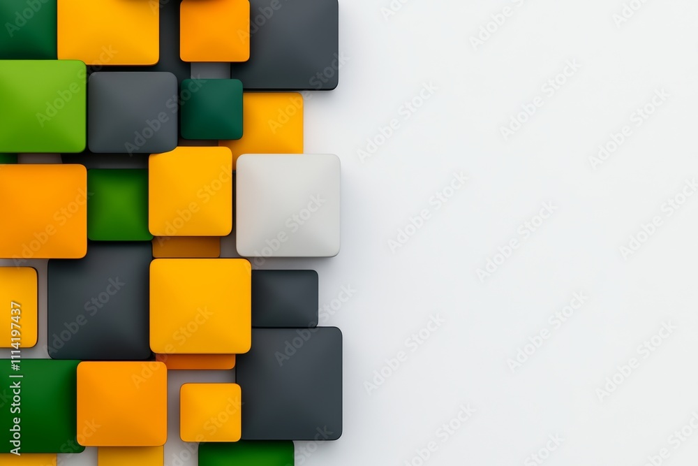 Poster colorful background with squares of different colors. the squares are arranged in a way that they fo