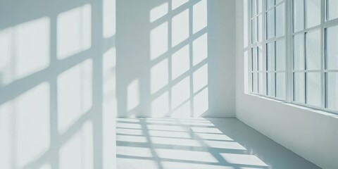 Obraz premium Bright office with panoramic windows and glass walls white walls minimalist design daily light