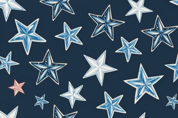 Fototapeta premium Whimsical Star Pattern Illustration Navy Background Holiday Cards