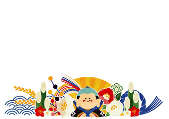 かわいいお正月のイラストフレーム