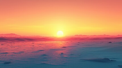 Obraz premium Serene Sunrise Over Tranquil Snow-Covered Landscape at Dusk