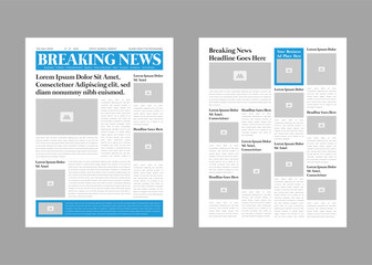 Newspaper layout template and the daily news layout design, newsletter template or vintage newspaper design template