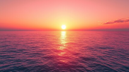 Obraz premium Serene Sunset Over Calm Ocean Waters with Soft Pink and Purple Hue
