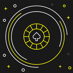 Line Casino chips icon isolated on black background. Casino gambling. Colorful outline concept. Vector