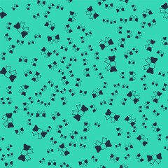 Black Gift bow icon isolated seamless pattern on green background. Vector
