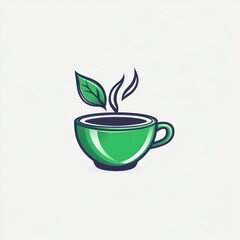 Green tea cup with leaves and steam. (2)