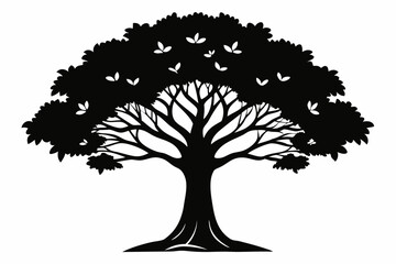 Fototapeta premium Simple Black Tree Treasures Silhouette Vector Art