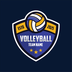 volleyball sport emblem logo vector edit text with blank background
