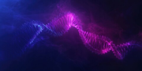 Obraz premium colorful glowing DNA strand in neon tones on a dark background futuristic and abstract with sharp contrasts