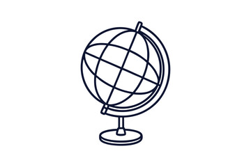 globe minimalistic vector line art illustration transparent white background
