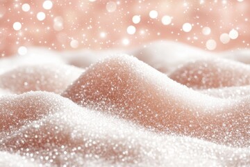 Captivating winter wonderland snowy hills with sparkling bokeh effects peaceful atmosphere close-up view seasonal beauty
